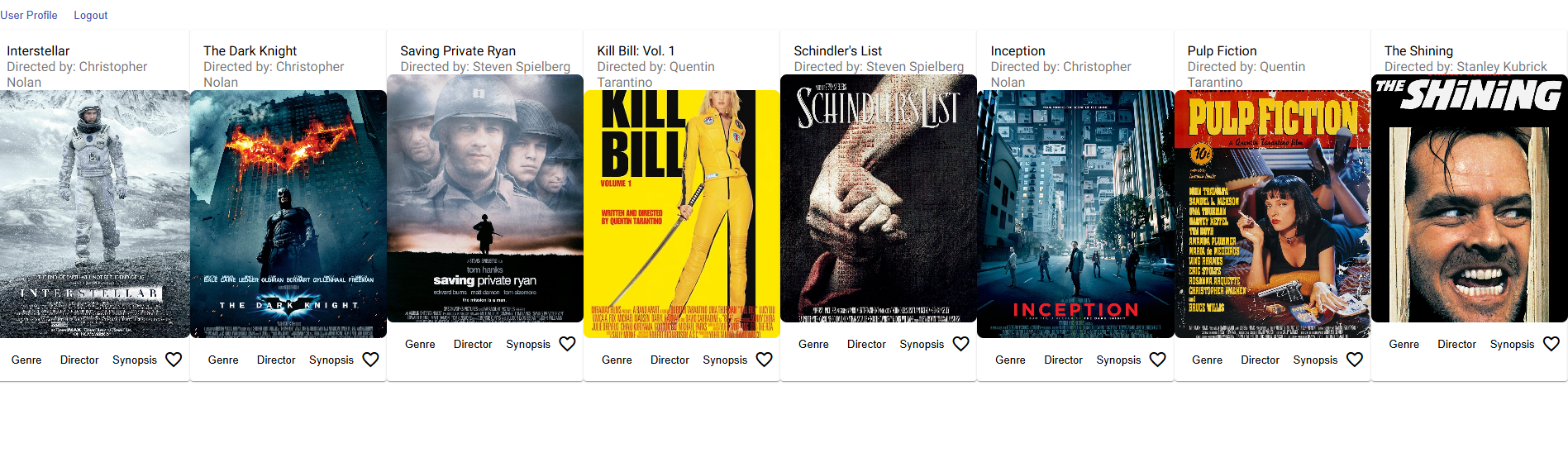 Screenshot of myFlix with Angular